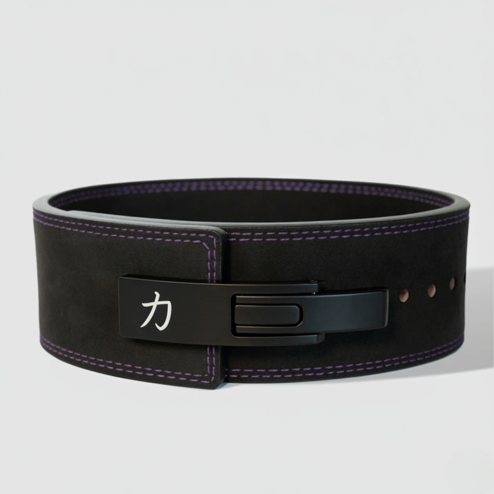 Black w/ Purple Stitching Lever Belt, 10mm - IPF Approved