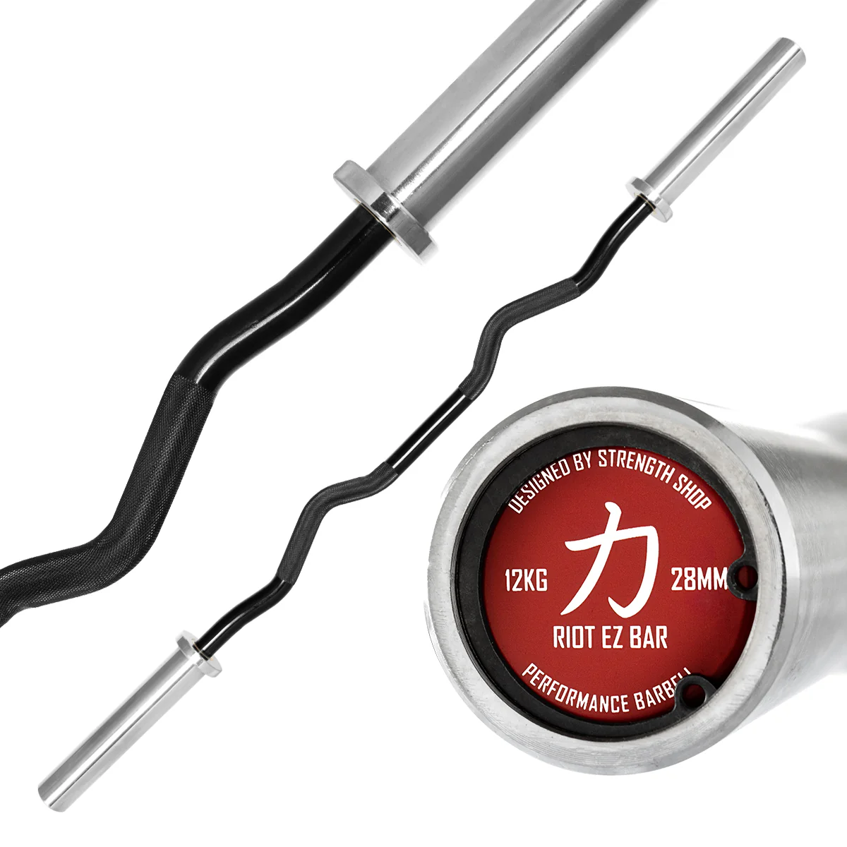 Riot EZ Curl Bar, 12kg - Black Shaft