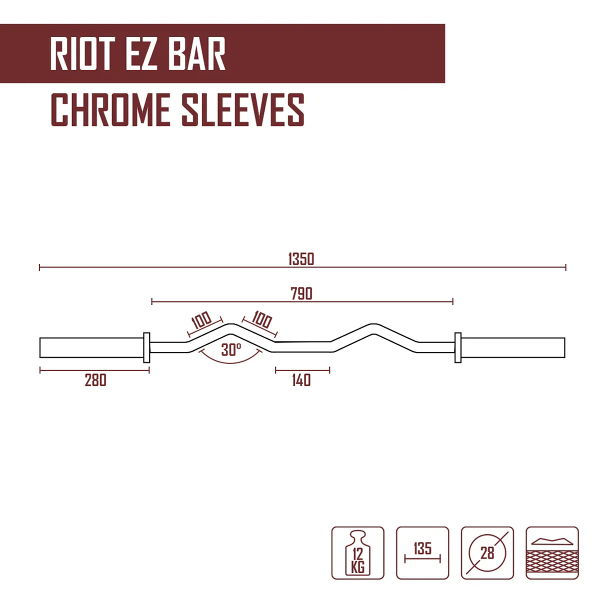 Riot EZ Curl Bar, 12kg - Black Shaft - Image 2