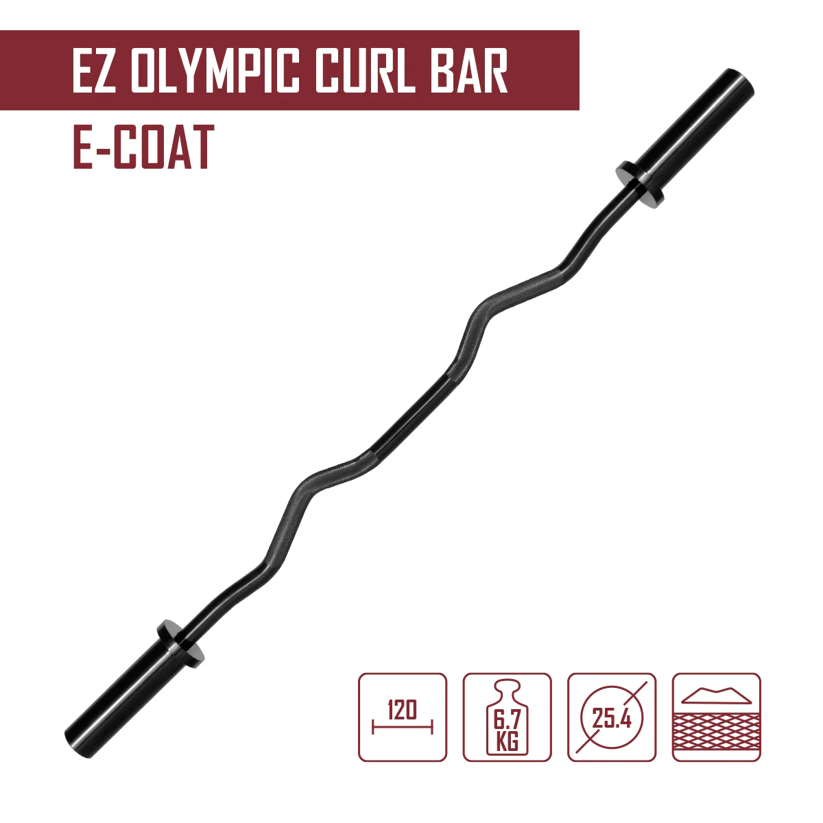 EZ Olympic Curl Bar, 6.7KG - E-Coat - Image 2