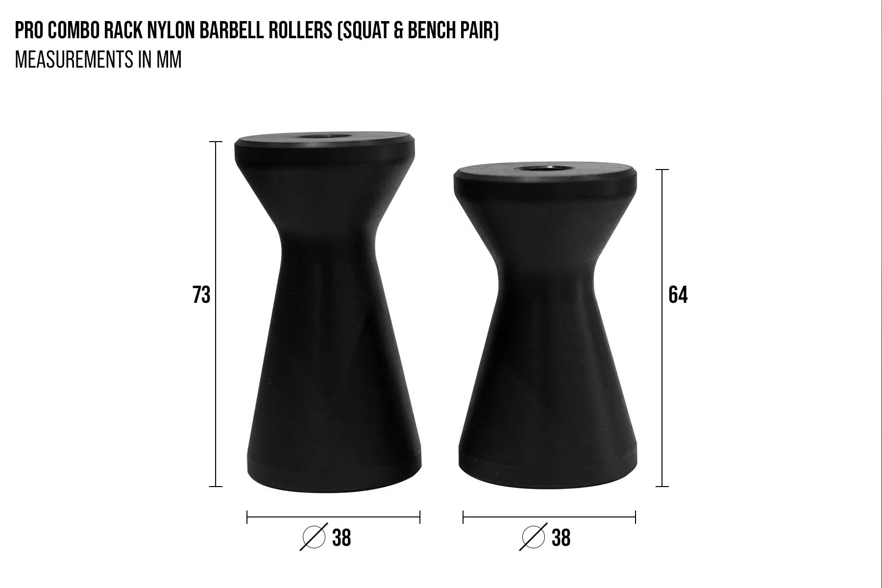 Pro Combo Rack Nylon Barbell Rollers (Squat & Bench Pair) - Image 2