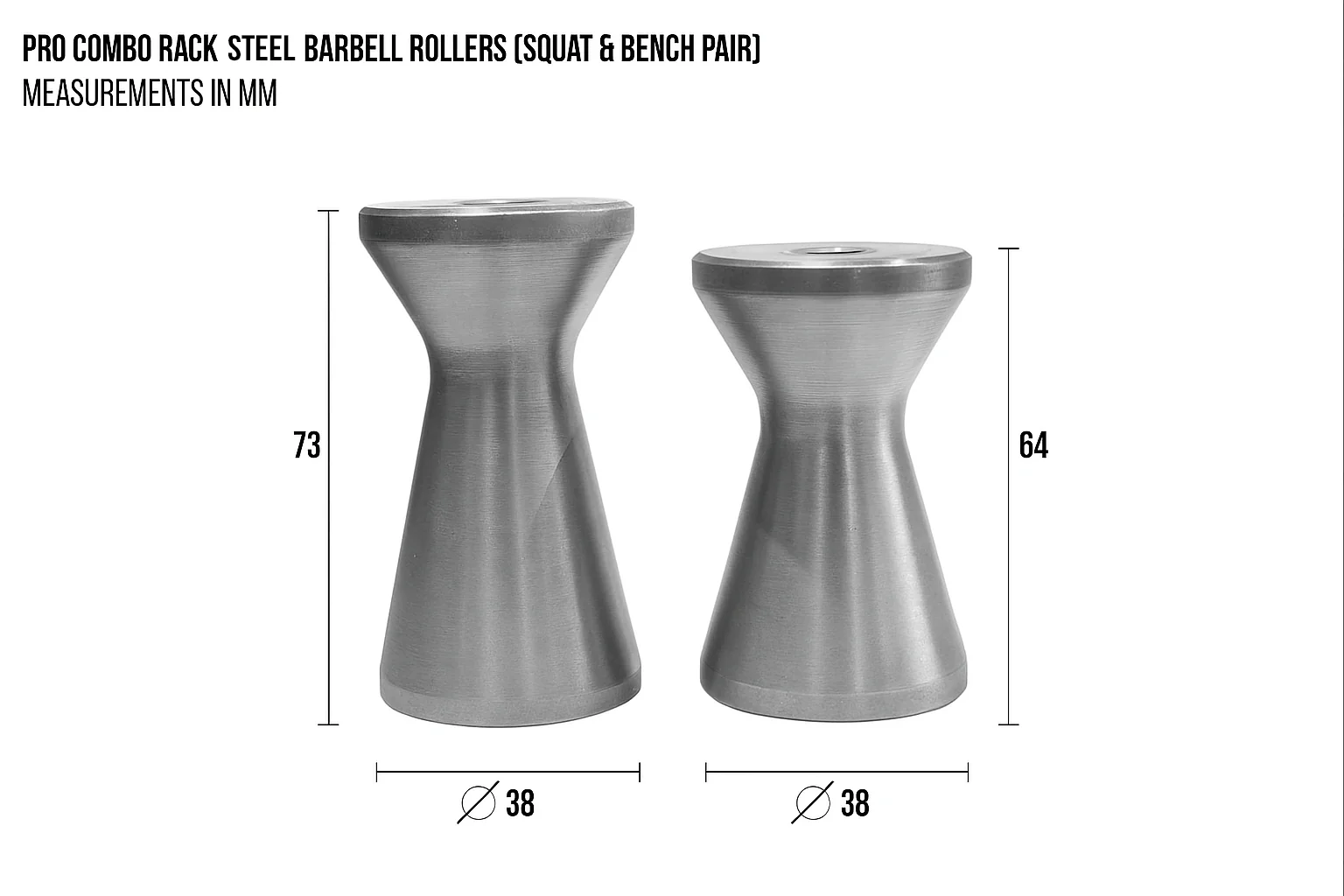 Pro Combo Rack Stainless Steel Barbell Rollers (Squat & Bench Pair) - Image 2