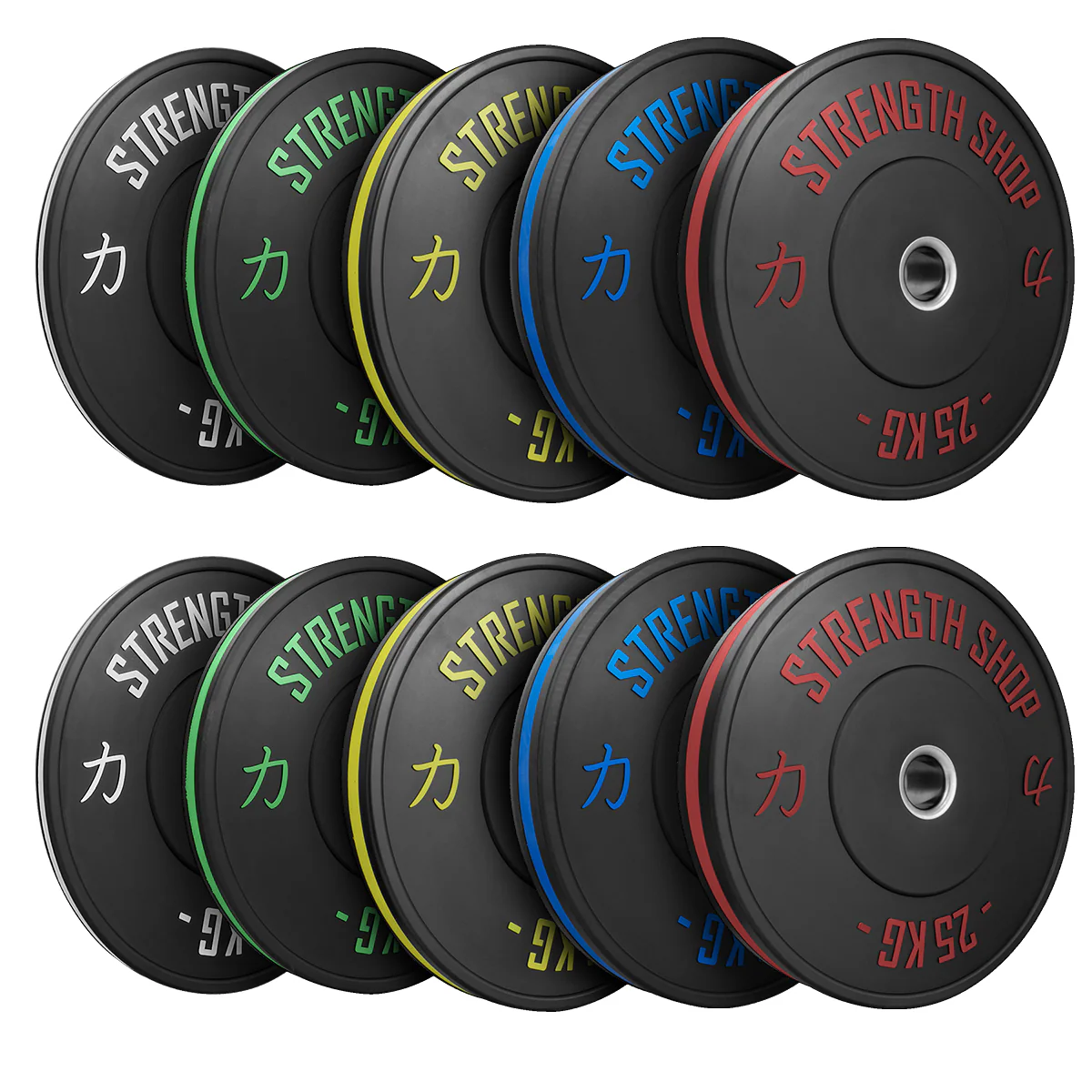 Rubber Bumper Plates w/ Colour Coded Stripe, 5kg-25kg or 150kg Set - Image 6