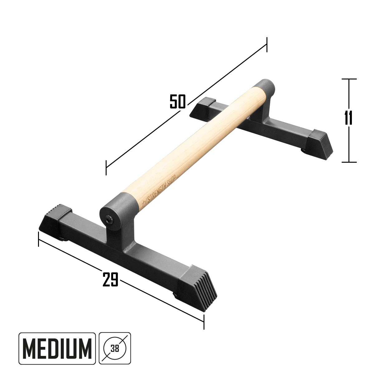 Wooden Grip Parallettes - 3 Sizes, Steel Base - Image 4